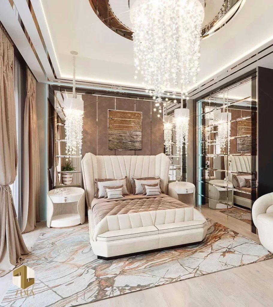 طراحی اتاق خواب مستر پروژه لوکس طلایی کرم